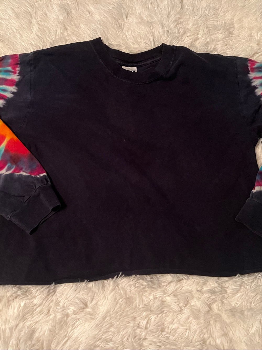 Anvil Navy Crewneck with Tye-Dyed Sleeves